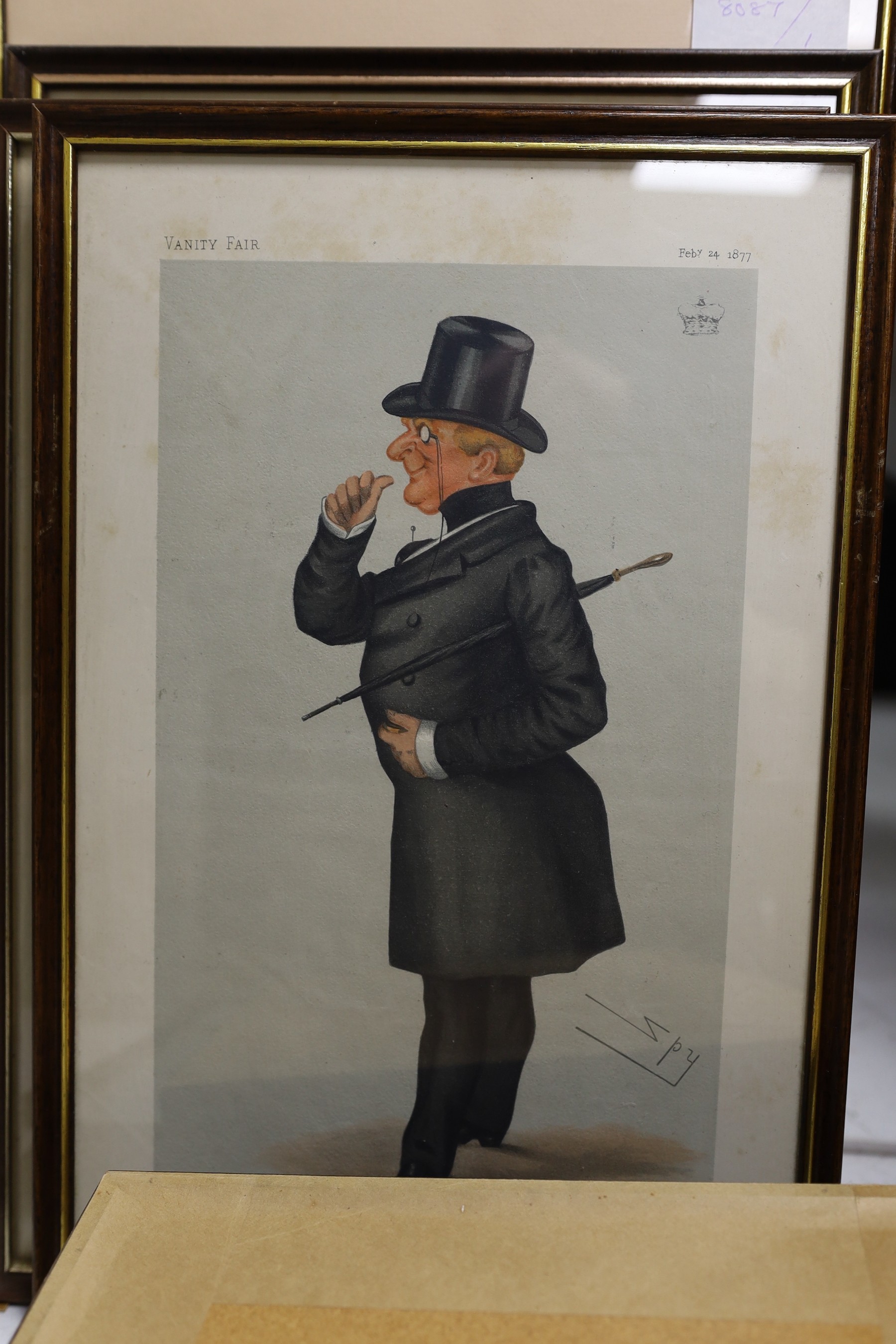 Vanity Fair, nine assorted Spy lithographs of notables, 28 x 25cm approx.
